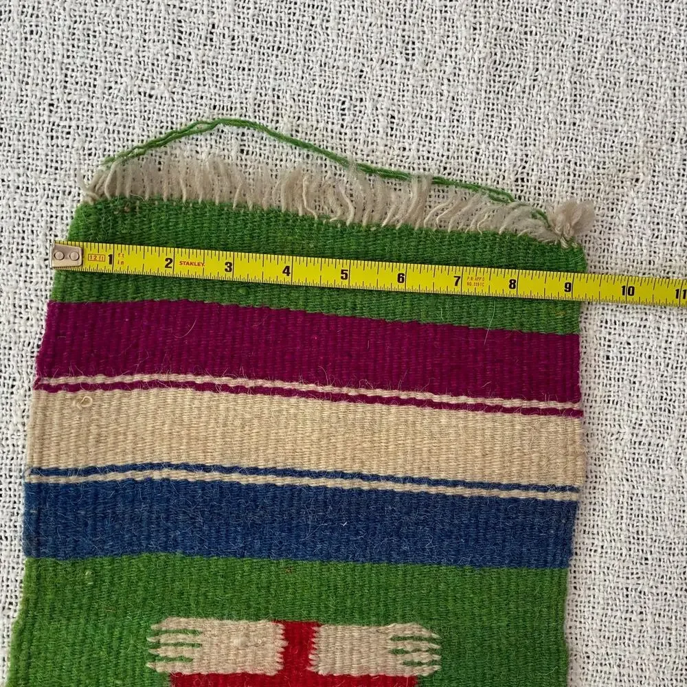 Vintage Andean Folk Art Handwoven Textile Wall Hanging Figural Peru Ecuador 9x20